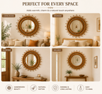 Rattan Sunburst Wall Mirror  Round Bamboo Mirror