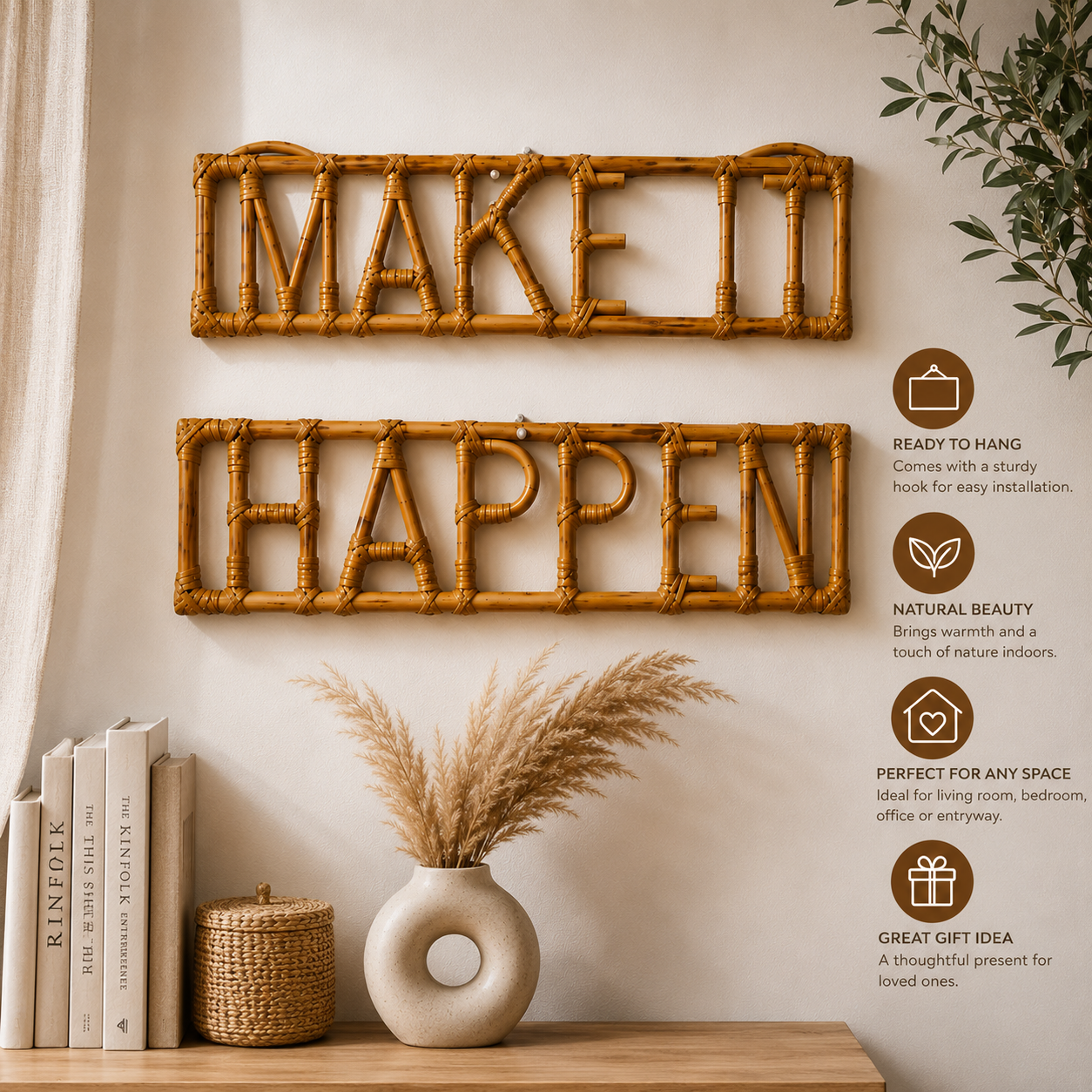 Rustic Bamboo Wall Hanging