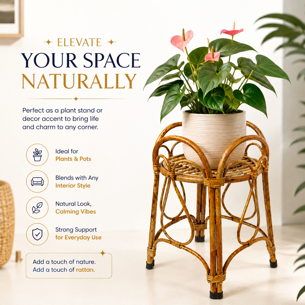 Handcrafted Rattan Plant Stand