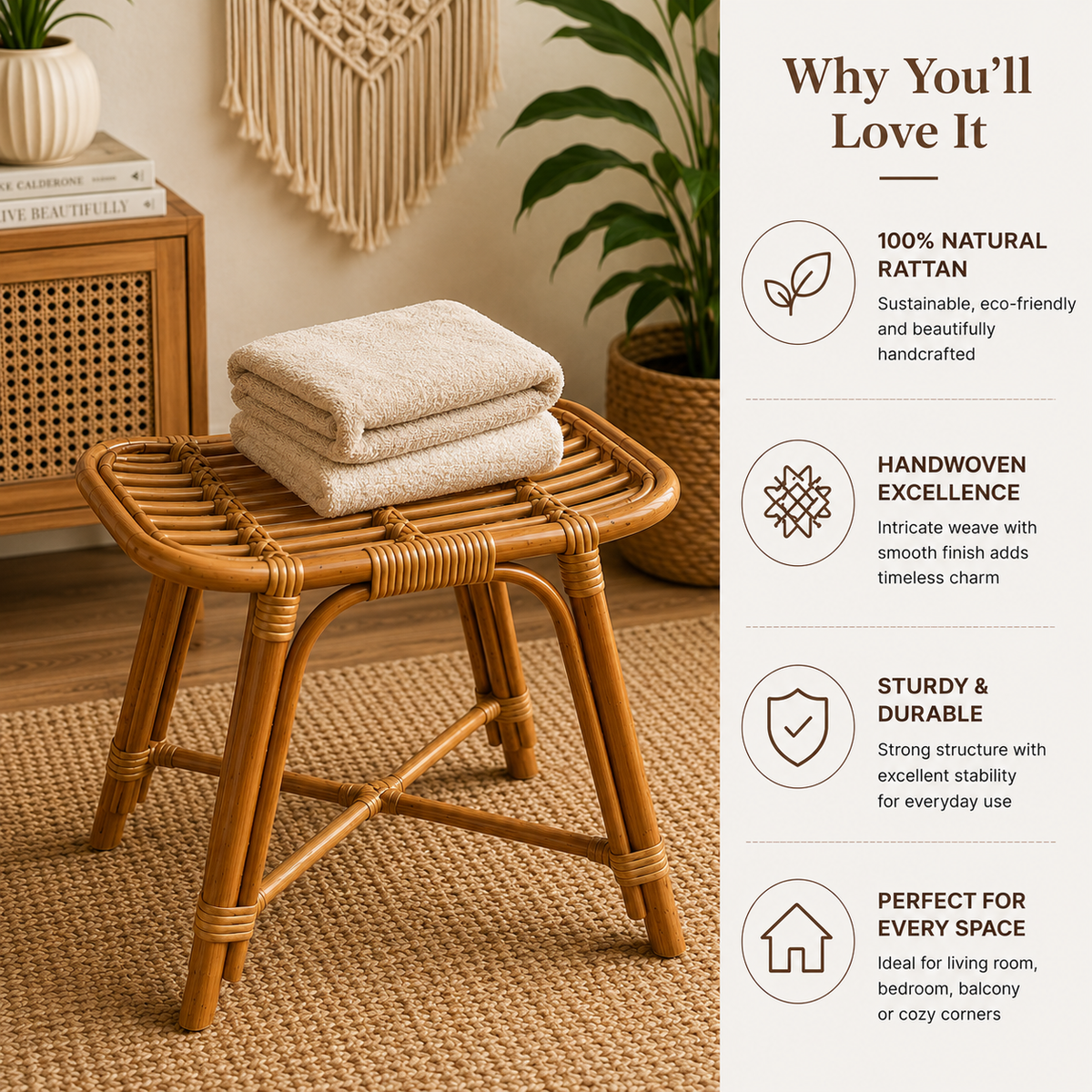 Premium rattan stool