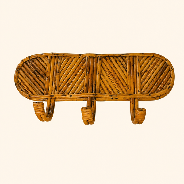 Handcrafted Rattan Wall Hooks | Wooden Key Holder & Coat Hanger Rack for Wall