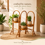 Eco Decx Rattan Plant Stand  3 Tier Bamboo Plant Stand Indoor Outdoor