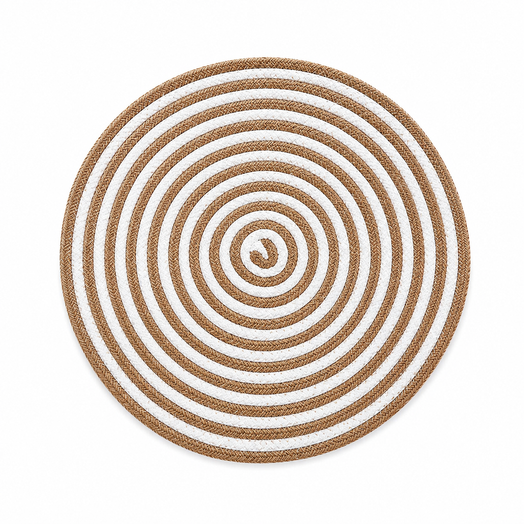Handmade Jute Placemats Set of 6  Round Striped Table Mats