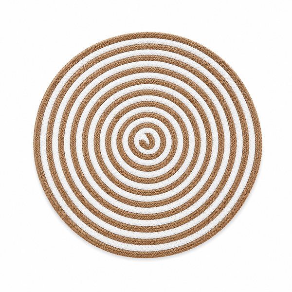 Handmade Jute Placemats Set of 6  Round Striped Table Mats