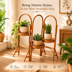 Eco Decx Rattan Plant Stand  3 Tier Bamboo Plant Stand Indoor Outdoor