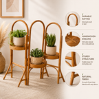 Eco Decx Rattan Plant Stand  3 Tier Bamboo Plant Stand Indoor Outdoor