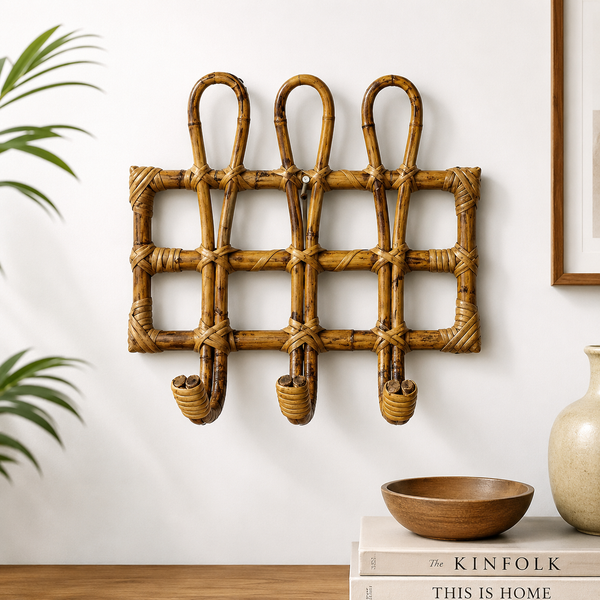 Handcrafted Rattan Wall Hook Organizer