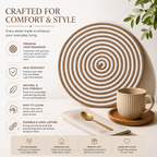 Handmade Jute Placemats Set of 6  Round Striped Table Mats