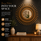 Handcrafted Rattan Sunburst Wall Mirror