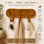 Handcrafted Rattan Wall Hooks | Wooden Key Holder & Coat Hanger Rack for Wall