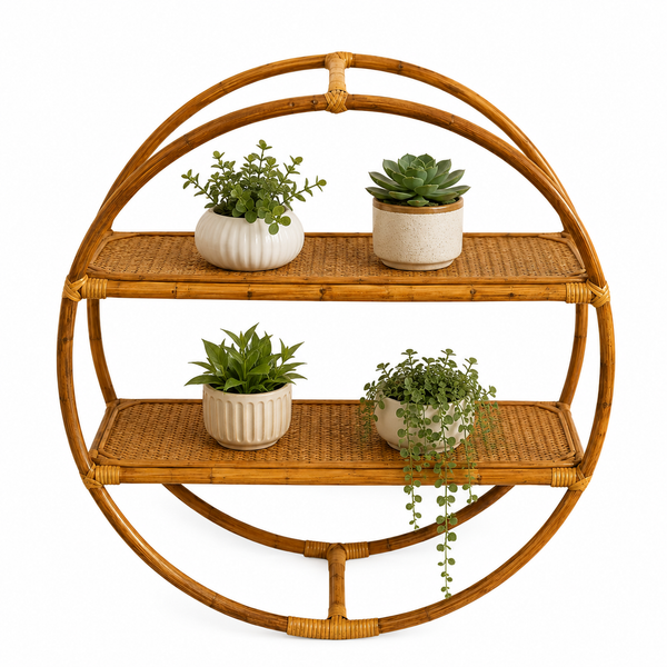 Vintage Rattan Wall Shelf