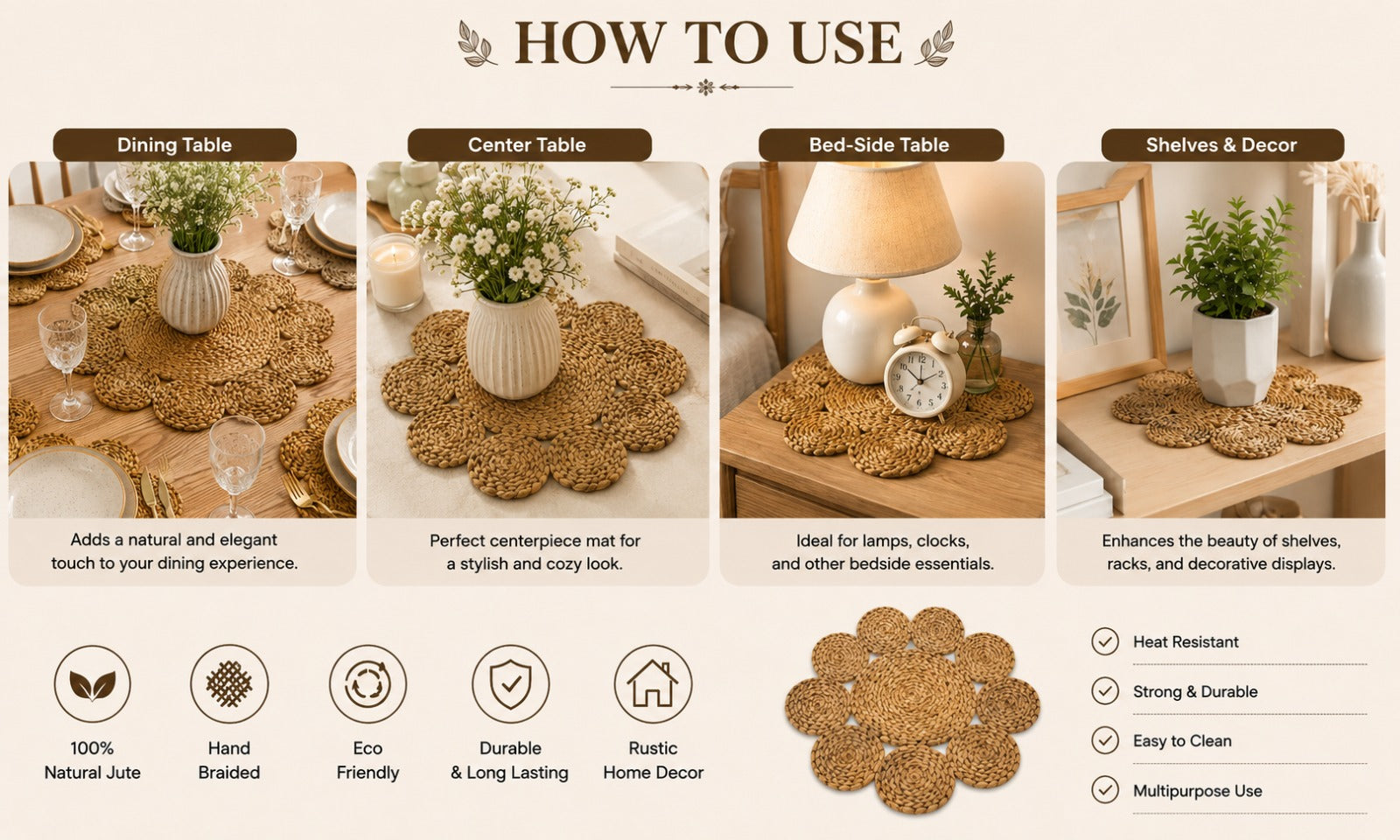 Jute braided placemats