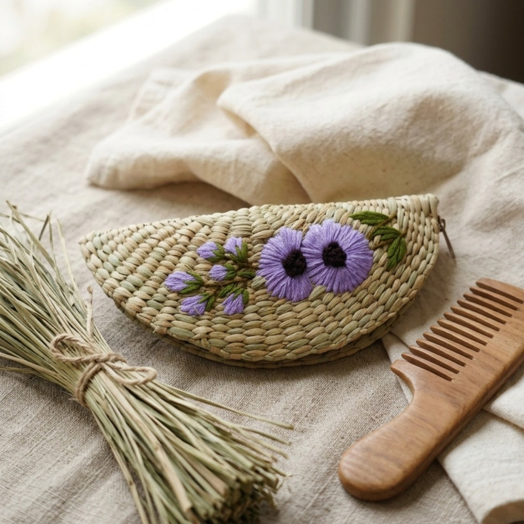 Rattan ziper clutch