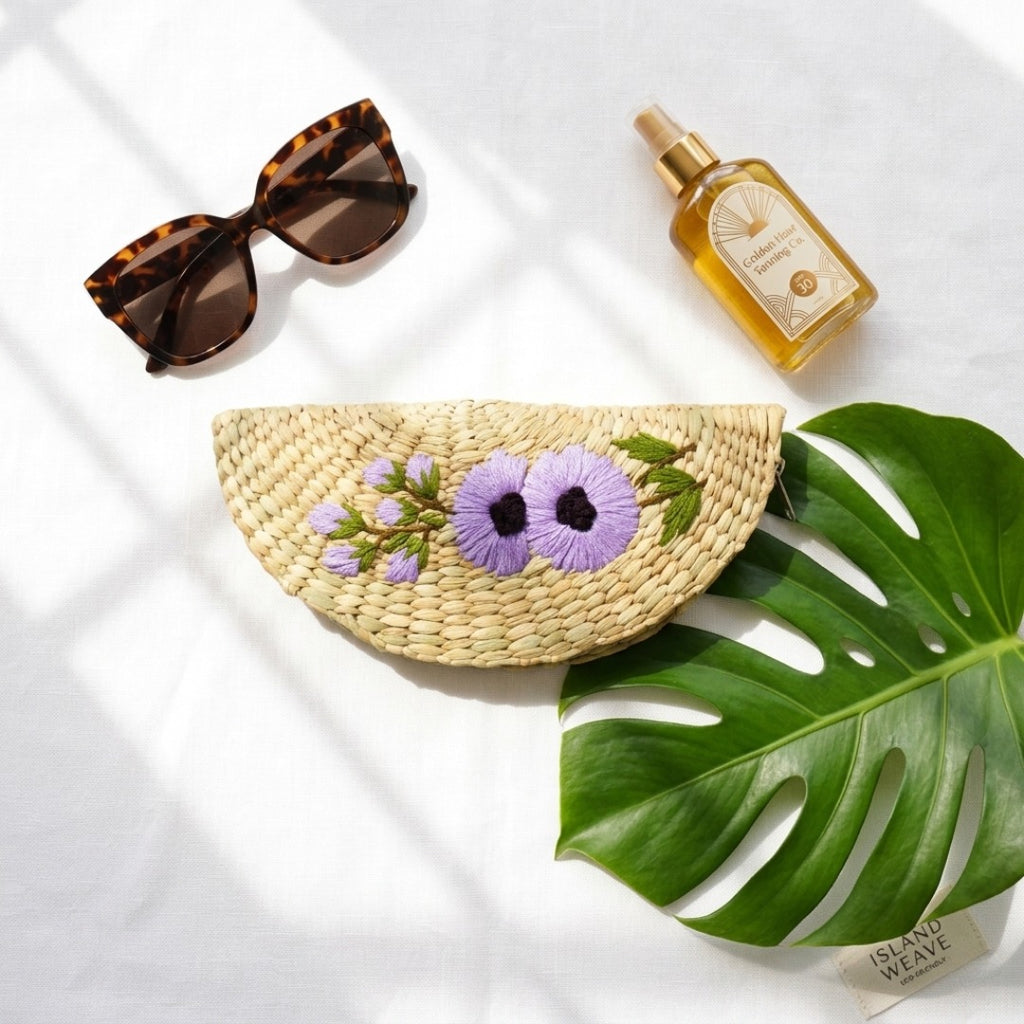 Rattan ziper clutch
