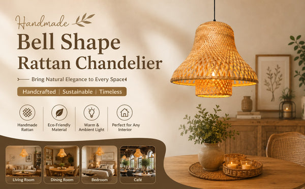 Bell Shape Rattan Chandelier