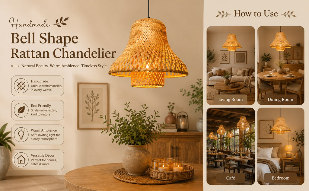 Bell Shape Rattan Chandelier
