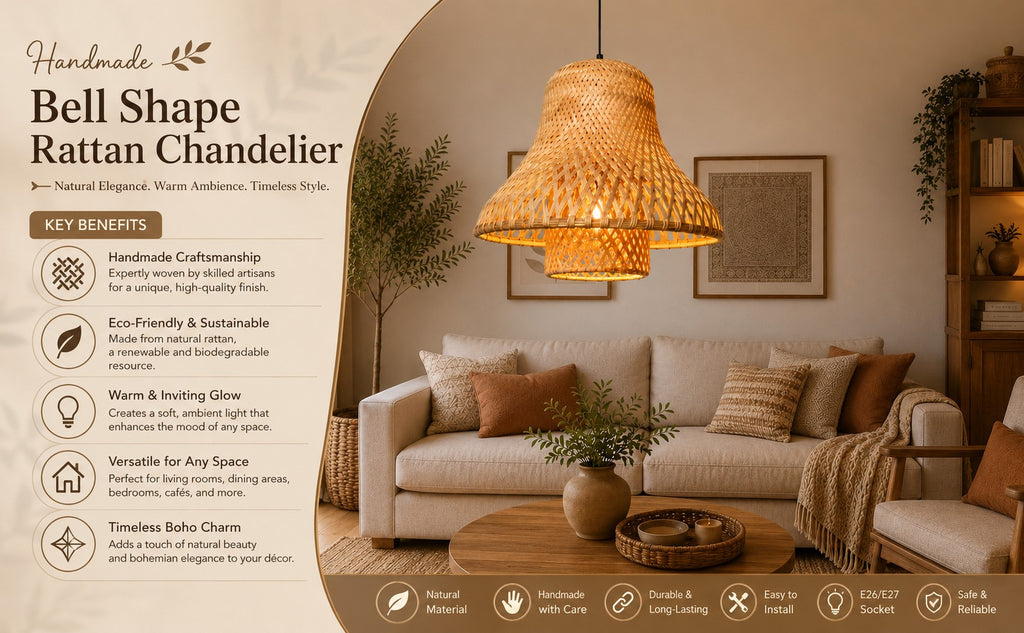 Bell Shape Rattan Chandelier