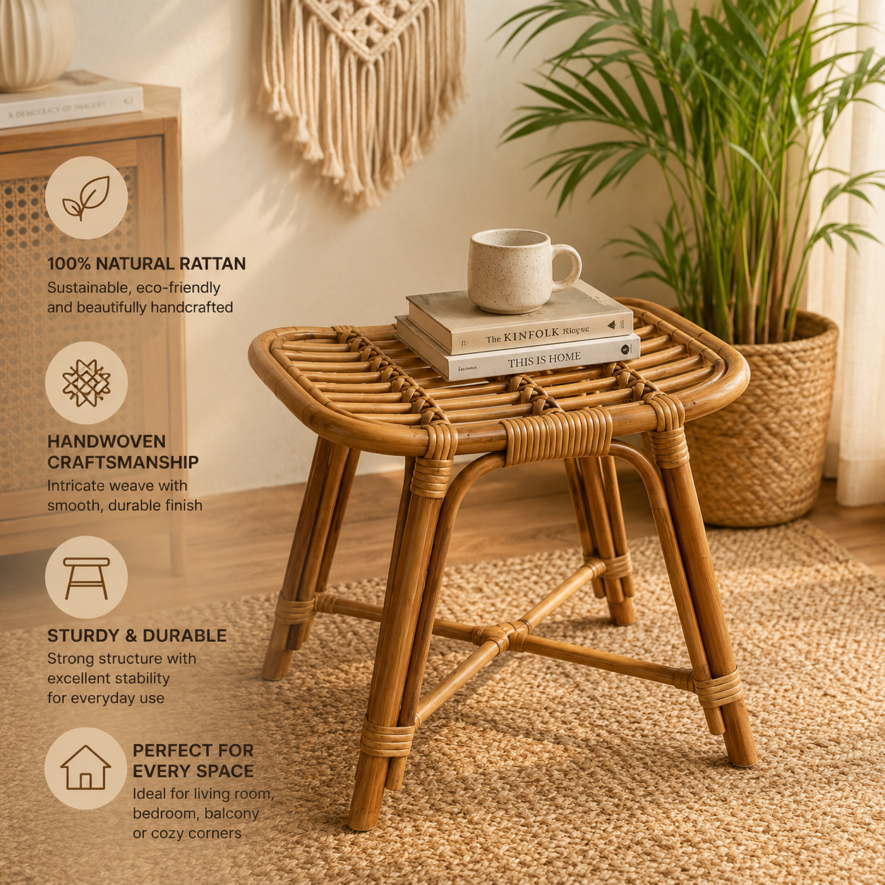 Premium rattan stool