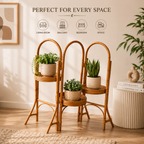 Eco Decx Rattan Plant Stand  3 Tier Bamboo Plant Stand Indoor Outdoor