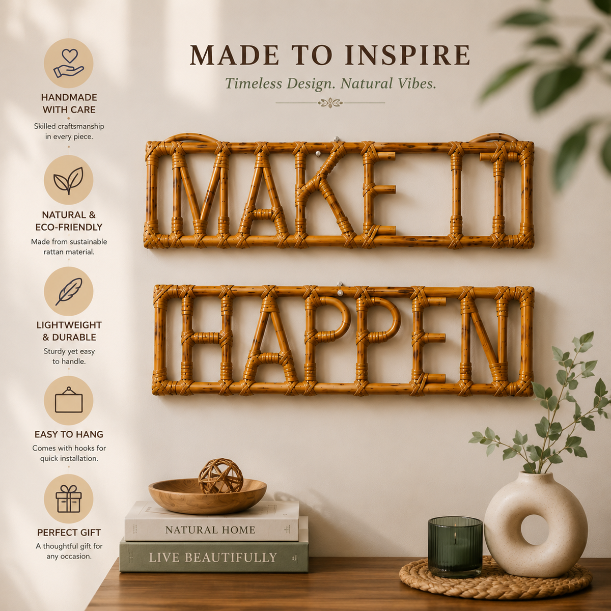 Rustic Bamboo Wall Hanging
