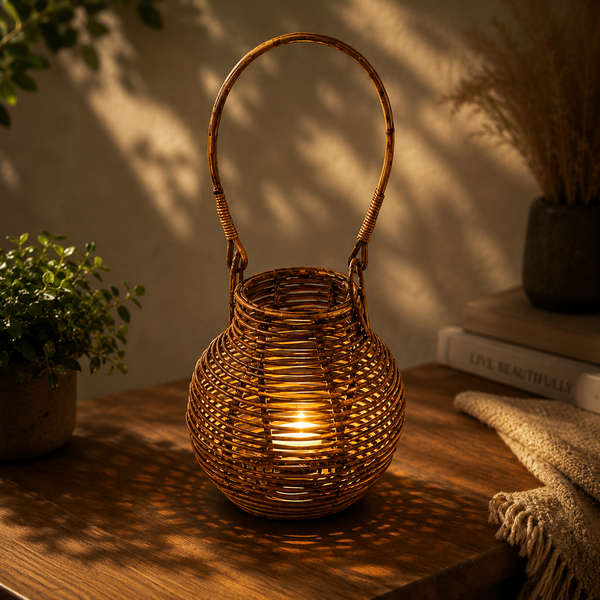 Rattan Hurricane Lamp