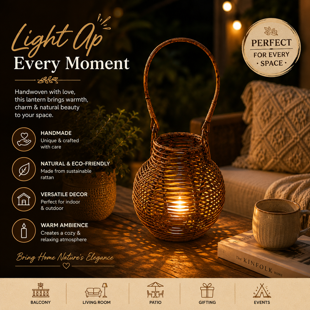 Rattan Hurricane Lamp