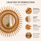 Handcrafted Rattan Sunburst Wall Mirror