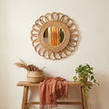 Rattan Flower Wall Mirror