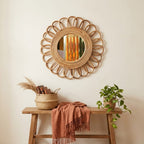 Rattan Flower Wall Mirror