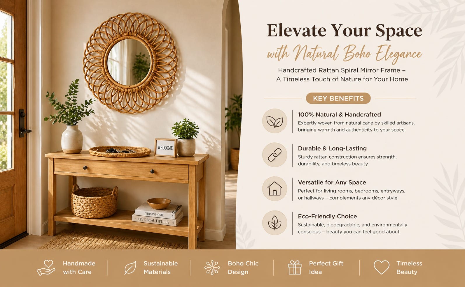 Ratan Spiral Mirror Frame