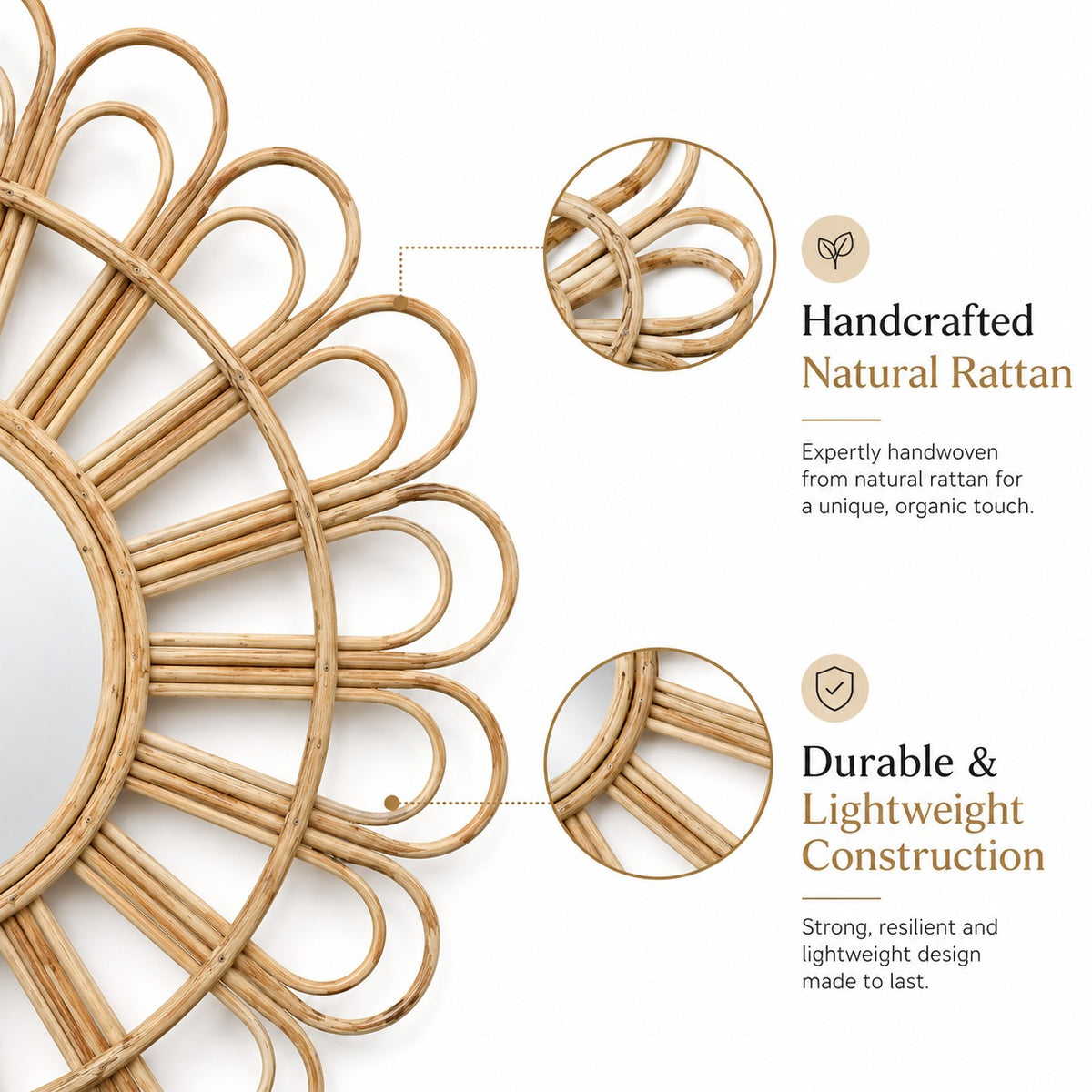 Rattan Flower Wall Mirror